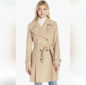 ​Jessica Simpson Double Breasted Wool Blend Belted Trench Coat - Camel NWT M